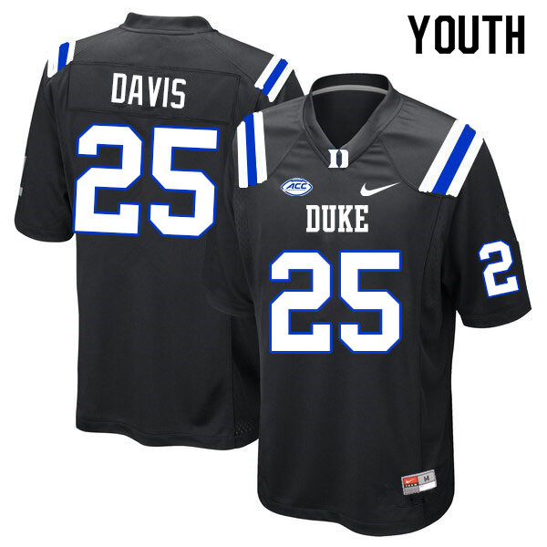 Youth #25 Trent Davis Duke Blue Devils College Football Jerseys Sale-Black